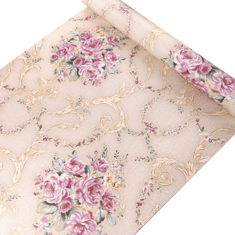 LIFAVOVY Vintage Rose Floral Peel and Stick Wallpaper Decorative Wall Paper Removable Self Adhesive Shelf Liner Roll 17.7 Inch x 32.8 FT - Image 1